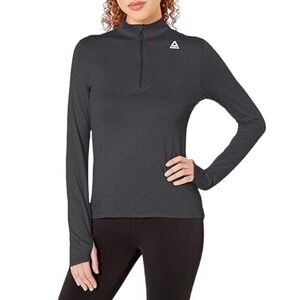 Reebok Womens Running Essentials Quarter Zip Sweatshirt Large Black Speedwick